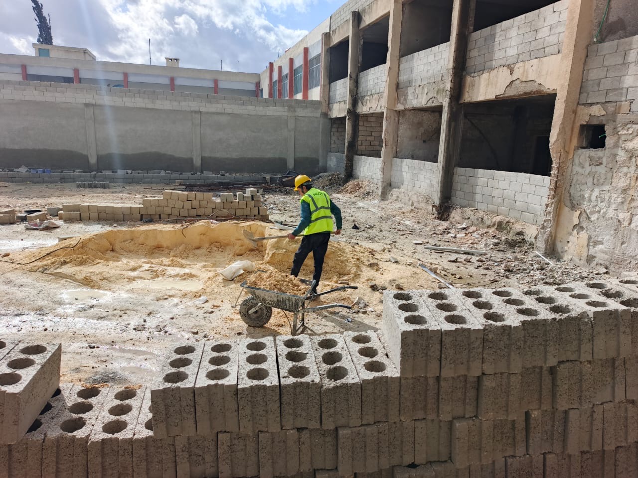 Masonry work at a Node Construction site